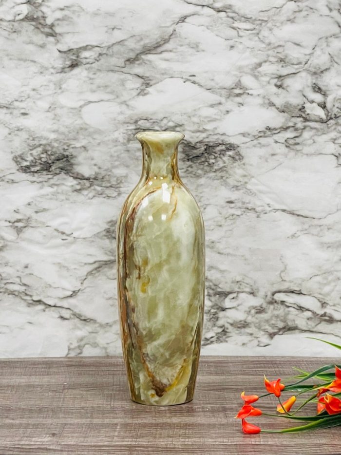 Banded Green Onyx Vase | Beautiful Flower Vase | Crystal Center Piece | Decoration Vase | 12 inch Height