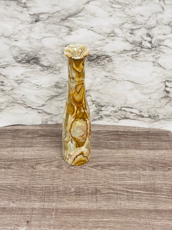 Banded Green Onyx Vase | Beautiful Flower Vase | Crystal Center Piece | Decoration Vase | 14 inch Height