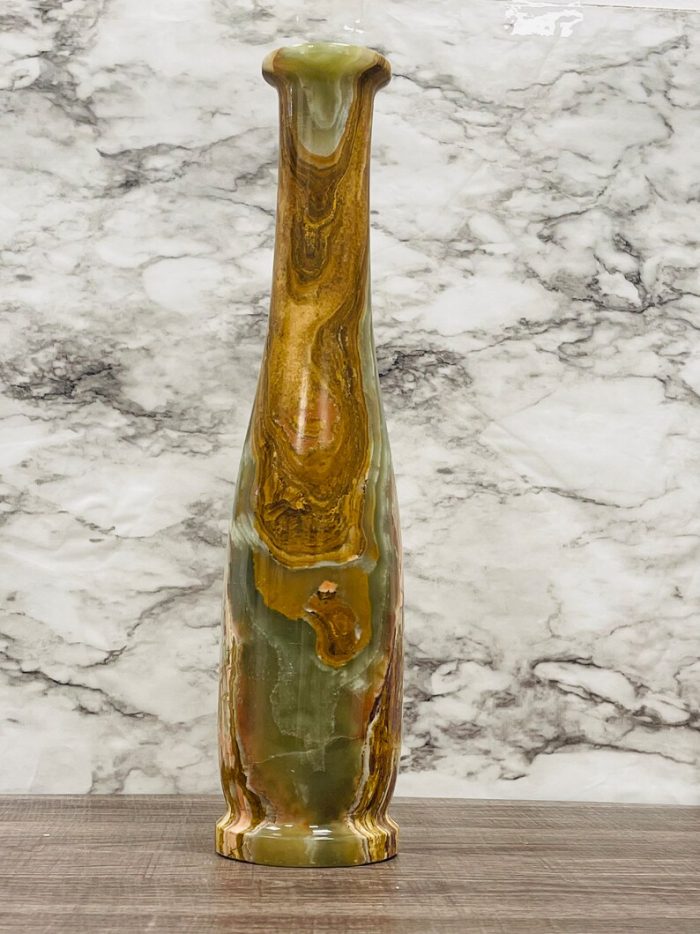 Banded Green Onyx Vase | Beautiful Flower Vase | Crystal Center Piece | Decoration Vase | 14 inch Height