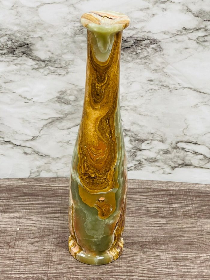 Banded Green Onyx Vase | Beautiful Flower Vase | Crystal Center Piece | Decoration Vase | 14 inch Height