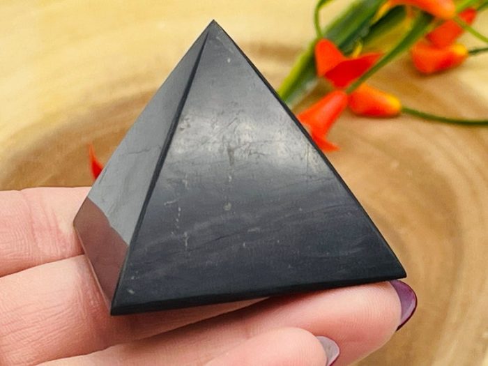 Shungite Pyramid | Shungite Crystal Pyramid | Black Point | Handmade Healing Crystal | Highly Energetic Metaphysical | EMF Protection