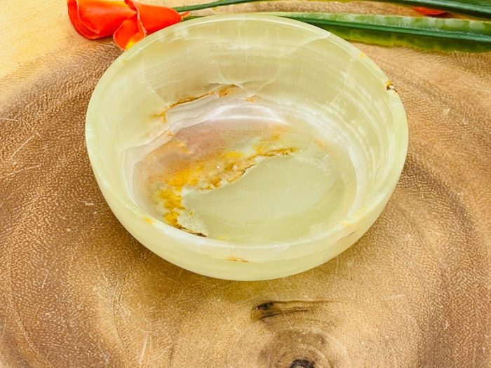 Banded Green Onyx Bowl | Crystal Bowl | Decorative & Serving Bowl | Detergent Safe and Easy to Clean | 3" Diameter