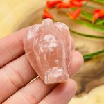 Strawberry Pink Calcite Angel | Heart Chakra | Crystal Figurine | Standing Statuette | Hand Carved | Angelic Reiki | Metaphysical Gemstone