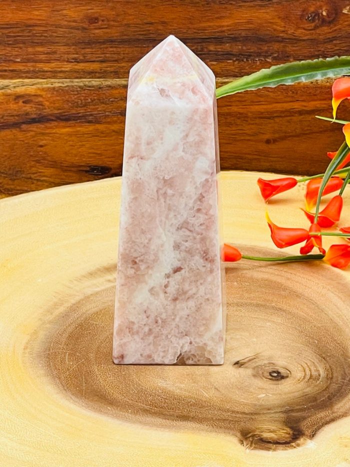 Strawberry Pink Calcite Obelisk | Calcite Tower | Calcite Point | Crystal Obelisk | Healing Crystal | Reiki | Metaphysical | Home Decor