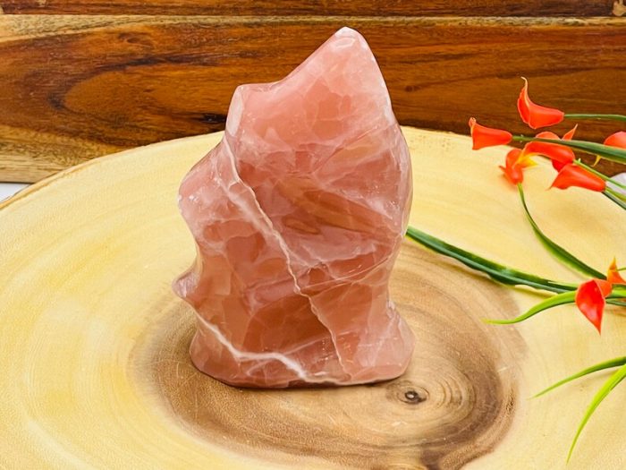 Strawberry Pink Calcite Flame Shape Crystal | Calcite Fire Flame Shape Crystal | Home Decor | Healing Crystal | Crystal Free Form Gemstone