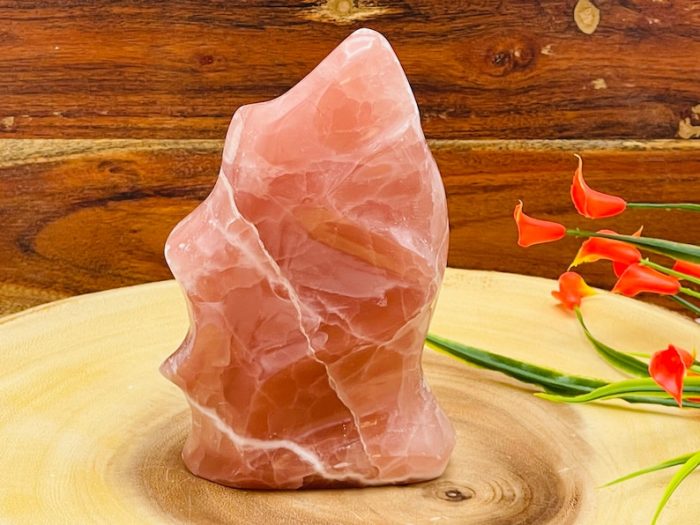 Strawberry Pink Calcite Flame Shape Crystal | Calcite Fire Flame Shape Crystal | Home Decor | Healing Crystal | Crystal Free Form Gemstone