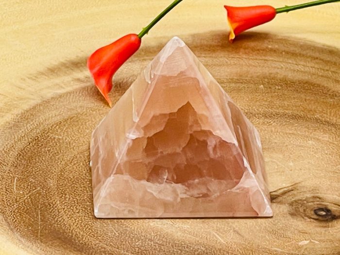 Strawberry Pink Calcite Pyramid | Calcite Pyramid | Crystal Chakra Pyramid | Healing Pyramid | Healing Crystal | Reiki Pyramid