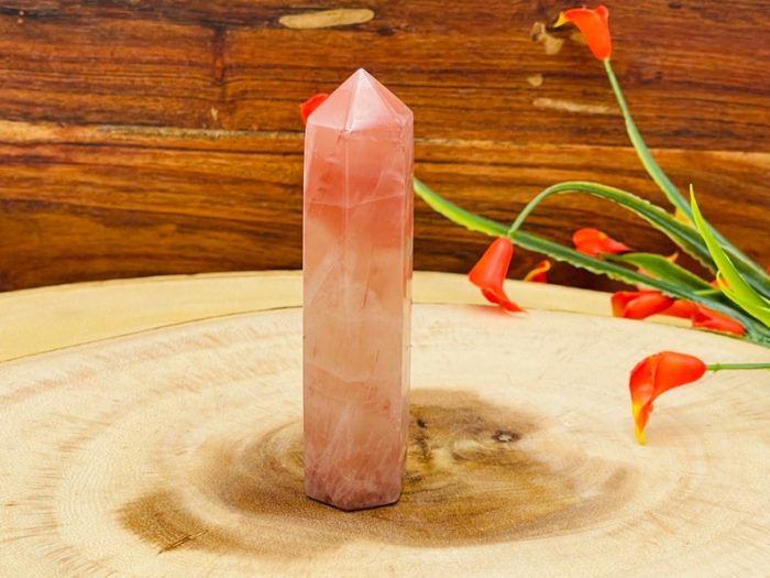 4" Strawberry Pink Calcite Obelisk | Calcite Tower | Calcite Point | Crystal Obelisk | Healing Crystal | Reiki | Metaphysical | Home Decor