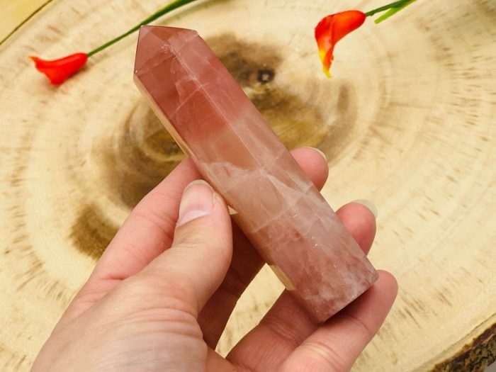 4" Strawberry Pink Calcite Obelisk | Calcite Tower | Calcite Point | Crystal Obelisk | Healing Crystal | Reiki | Metaphysical | Home Decor