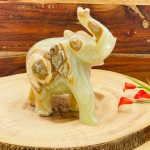 Multi Green Banded Onyx Elephant Figurine | Crystal Animal Standing Statuette | Metaphysical Healing Crystal Decor | Sacred Animal | 6"