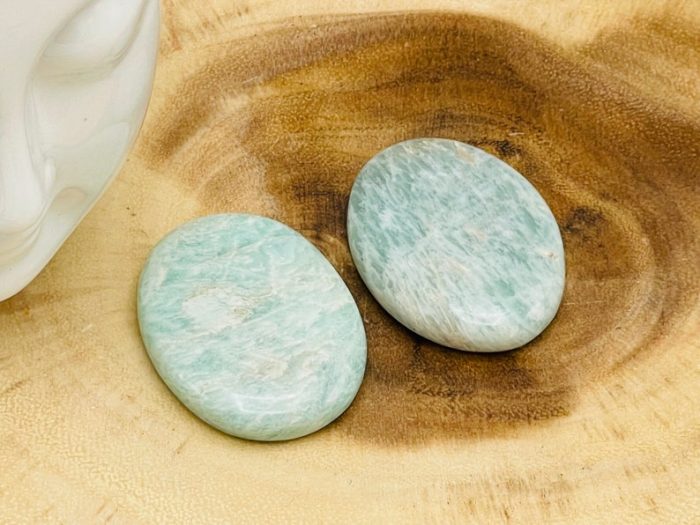 Amazonite Smooth Stone | Crystal Healing Smooth Stone | Amazonite Pocket Stone | Spa Massage Tool | Stress Reliever | Heart & Throat Chakra