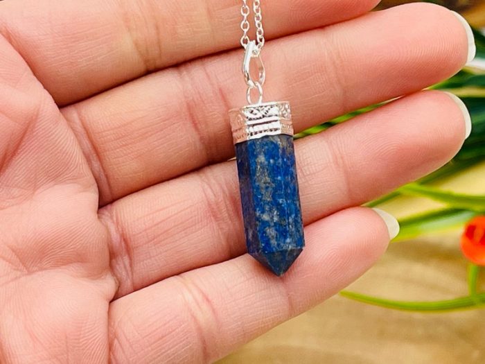 Lapis Lazuli Pendant | Chakra Healing Pendant | Lapis Lazuli Charm Pendant | Grounding Chakra Pendant | Pointer Pendant