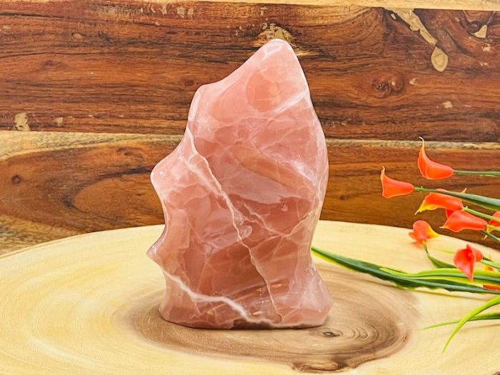 Strawberry Pink Calcite Flame Shape Crystal | Calcite Fire Flame Shape Crystal | Home Decor | Healing Crystal | Crystal Free Form Gemstone