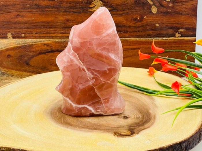 Strawberry Pink Calcite Flame Shape Crystal | Calcite Fire Flame Shape Crystal | Home Decor | Healing Crystal | Crystal Free Form Gemstone