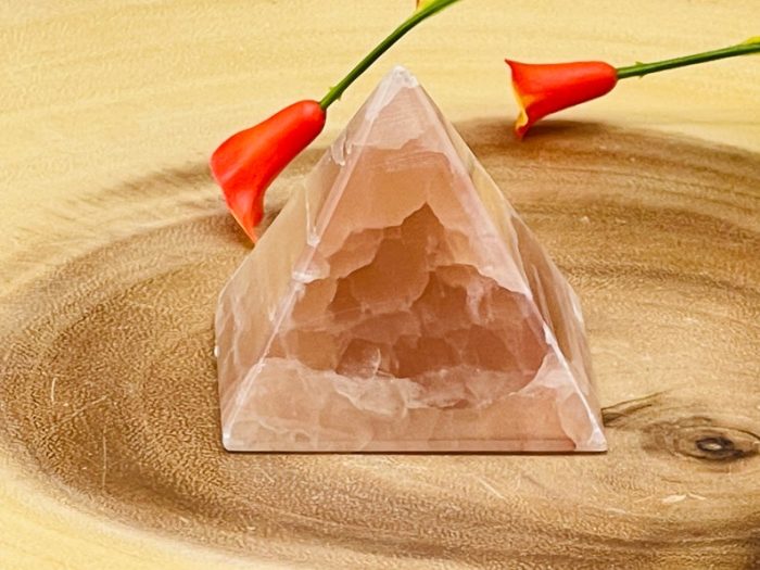 Strawberry Pink Calcite Pyramid | Calcite Pyramid | Crystal Chakra Pyramid | Healing Pyramid | Healing Crystal | Reiki Pyramid