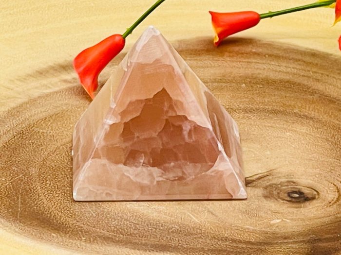 Strawberry Pink Calcite Pyramid | Calcite Pyramid | Crystal Chakra Pyramid | Healing Pyramid | Healing Crystal | Reiki Pyramid