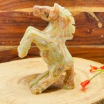 Multi Green Banded Onyx Flying Horse Figurine | Crystal Animal Standing Statuette | Metaphysical Healing Crystal | Sacred Animal | 6"