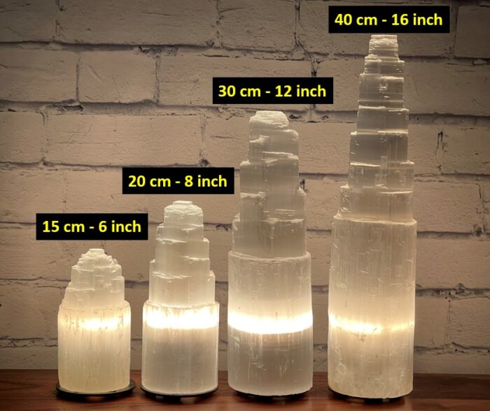 Selenite Crystal Lamp | Selenite Tower Skyscraper Lamp | Dimmer Switch | Calming & Soothing Environment | an Extra Bulb