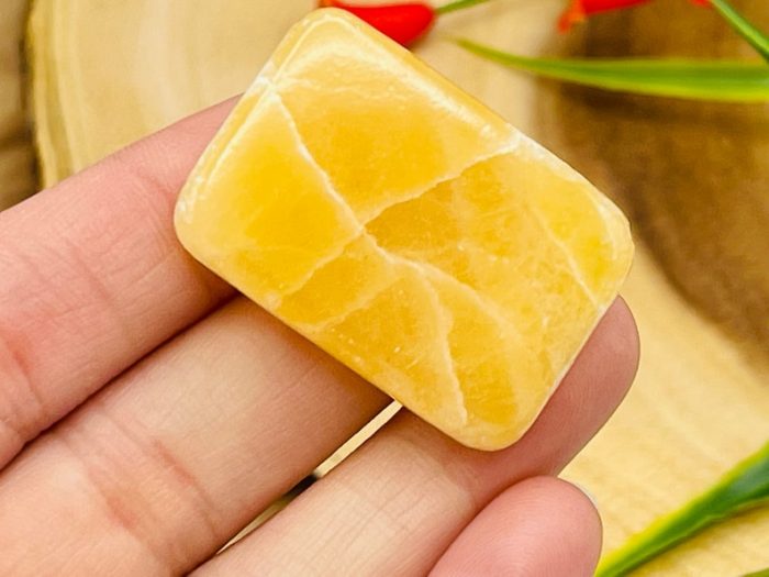 Citrine Calcite Rectangular Shape Smooth Stone | Citrine Calcite Pocket Stones | Handmade Palm Stones | Chakra | Healing Gemstone