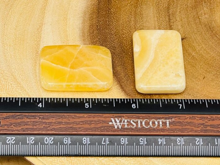 Citrine Calcite Rectangular Shape Smooth Stone | Citrine Calcite Pocket Stones | Handmade Palm Stones | Chakra | Healing Gemstone