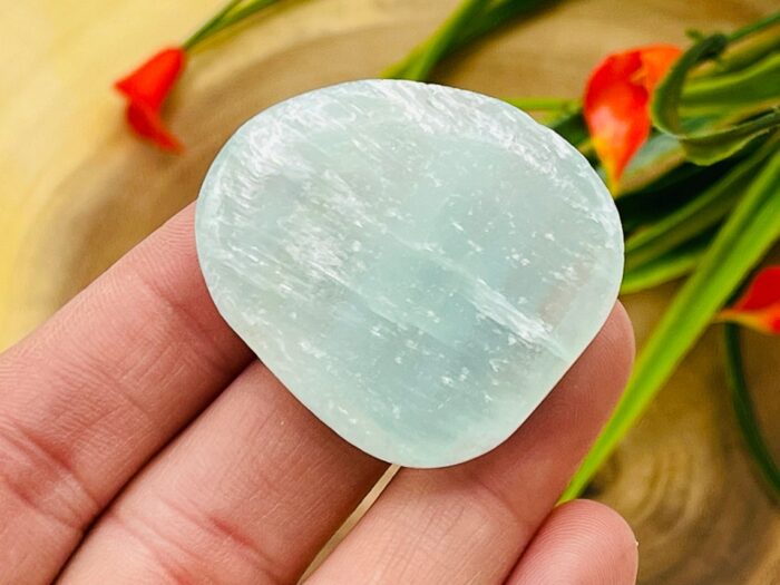 Aqua Blue Calcite Smooth Stone