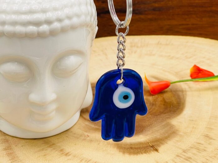 Evil Eye Blue Glass Keychain