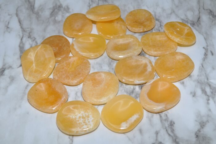 Orange Calcite Worry Stone | Yellow Calcite Pocket Stones | Hand Polished Thumb Stones | Chakra | Healing Gemstone | Massage Stones