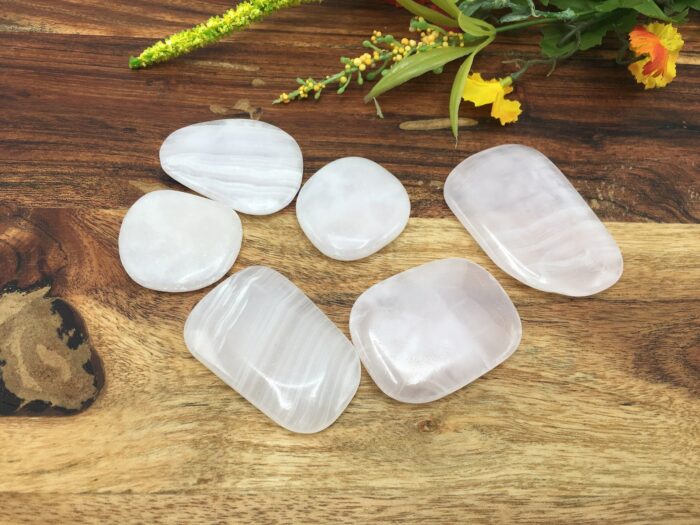 Rose Pink Mangano Fluorescent Calcite Smooth Stone | Pink Crystal Smooth Stone | Pocket Stone | Massage Healing Crystal | Stress Reliever