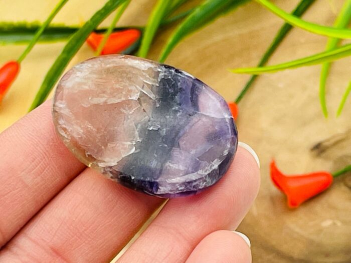 Fluorite Worry Stone | Rainbow Fluorite Crystal | Healing Gemstone | Cleansing & Balance | Metaphysical Massage Stone | Pocket Stone