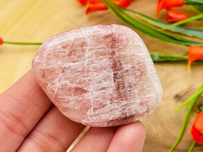 Strawberry Pink Calcite Smooth Stone