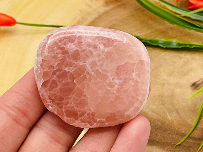 Strawberry Pink Calcite Smooth Stone | Calcite Smooth Stone | Palm Stone | Massage Stone | Healing Crystals | Reiki | Meditation