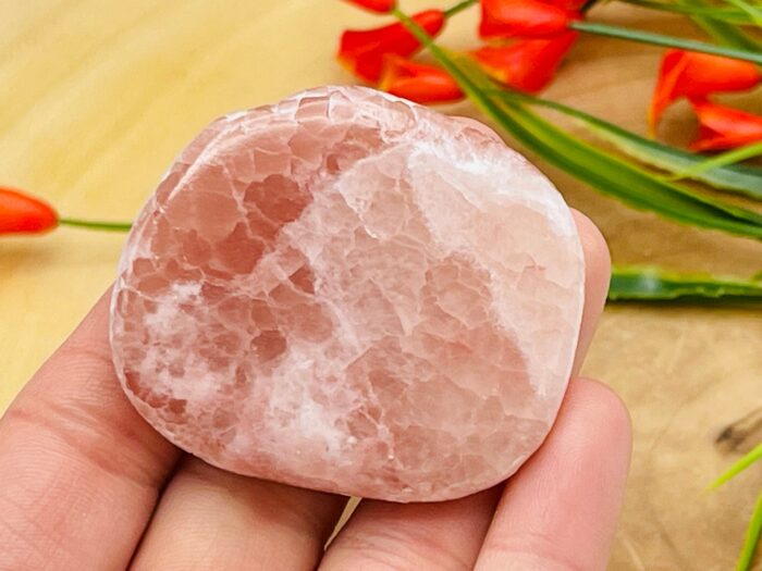 Strawberry Pink Calcite Smooth Stone | Calcite Smooth Stone | Palm Stone | Massage Stone | Healing Crystals | Reiki | Meditation