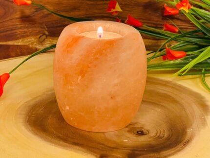 Himalayan Pink Salt Cylinder Shape Tealight Candle Holder