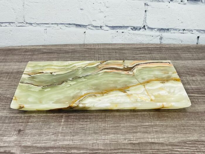 Banded Green Onyx Rectangular Serving Tray, Detergent Safe & Easy to Clean, 12" X 7"