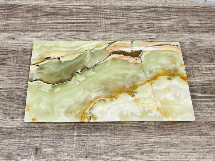 Banded Green Onyx Rectangular Serving Tray, Detergent Safe & Easy to Clean, 12" X 7"