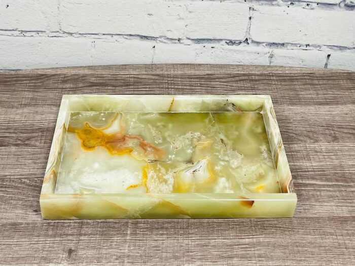 Banded Onyx Rectangular Serving Tray, Detergent Safe & Easy to Clean, 12" X 8"