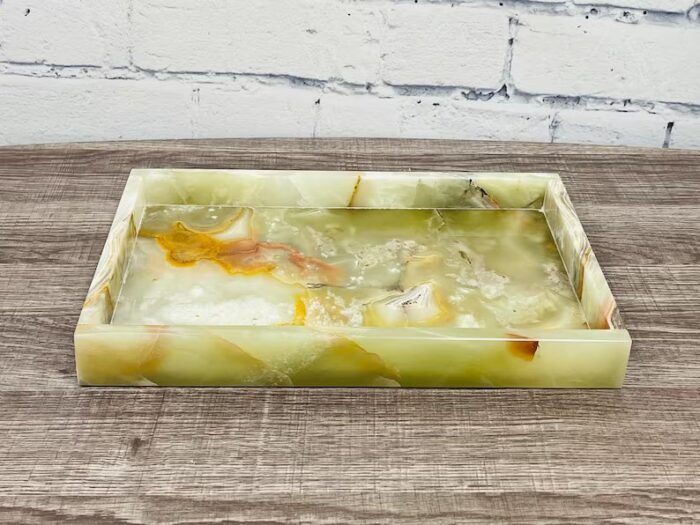 Banded Onyx Rectangular Serving Tray, Detergent Safe & Easy to Clean, 12" X 8"