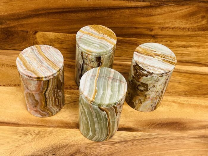 Green Onyx Spice Holder Set, Jar with Lid, Bathroom Vanity Organizer Canister 4.5 X 3 Inch