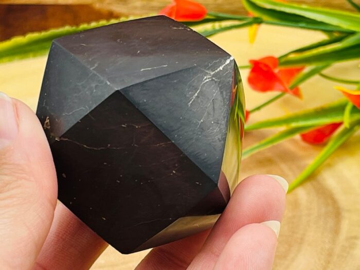 Shungite Hexagon | Shungite Crystal Diamond Hexagon | Healing Crystal | Highly Energetic Metaphysical | EMF Protection | 2 inch