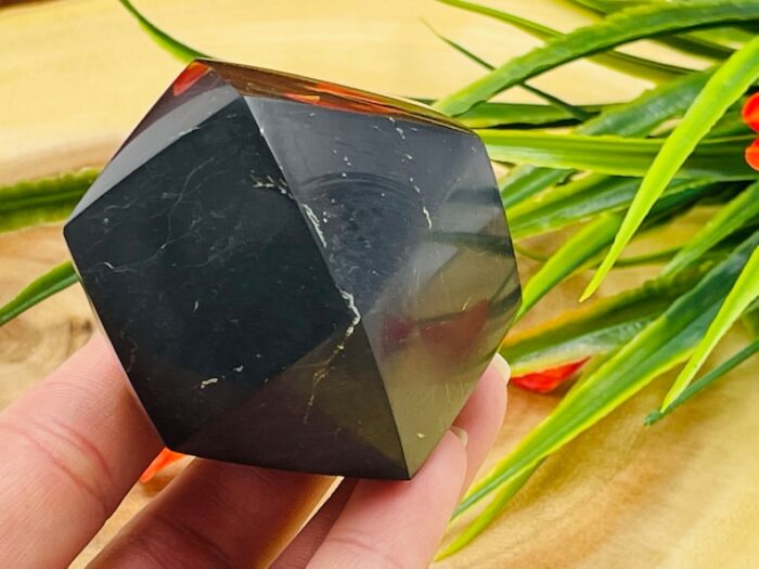 Shungite Hexagon | Shungite Crystal Diamond Hexagon | Healing Crystal | Highly Energetic Metaphysical | EMF Protection | 2 inch