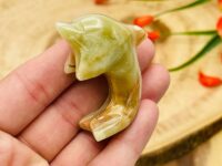 Banded Green Onyx Dolphin Figurine, Onyx Crystal Fish, Standing Statuette, Metaphysical Healing Crystal, Sacred Animal 1.5 & 2 Inch
