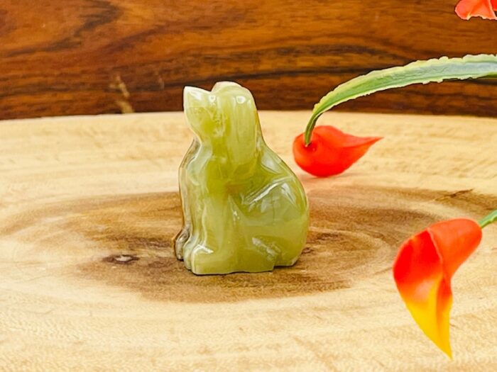 Green Onyx Puppy Figurine, Crystal Carving Dog, Standing Statuette, Sacred Animal 1.5 & 2 inch
