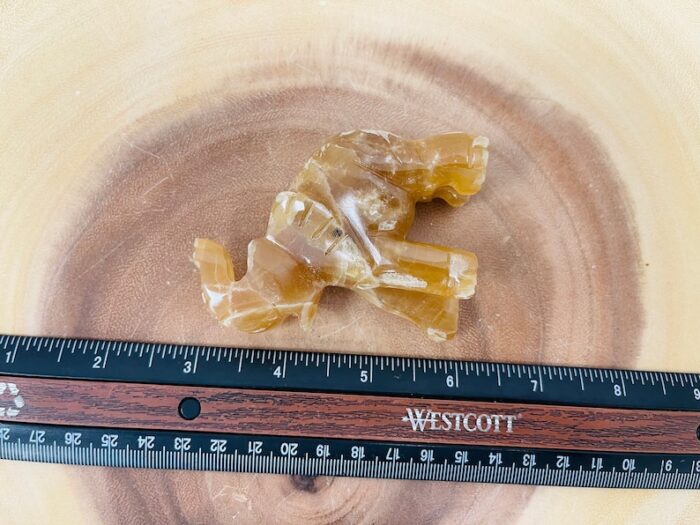 Honey Calcite Elephant Figurine, Crystal Animal Standing Statuette, Sacred Animal 3"