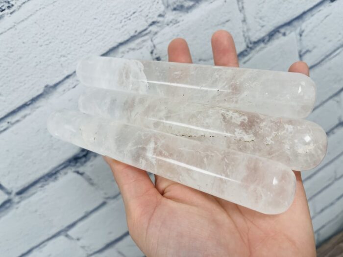 6" Clear Quartz Wand, Hand Polished Crystal Quartz Massage Point