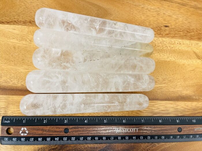 6" Clear Quartz Wand, Hand Polished Crystal Quartz Massage Point