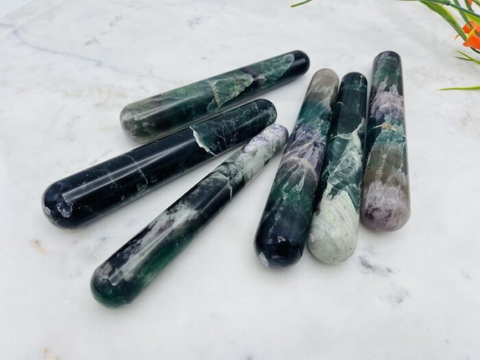 6" Fluorite Massage Wand, Rainbow Fluorite Crystal Healing Wand