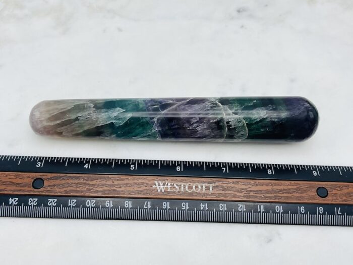 6" Fluorite Massage Wand, Rainbow Fluorite Crystal Healing Wand