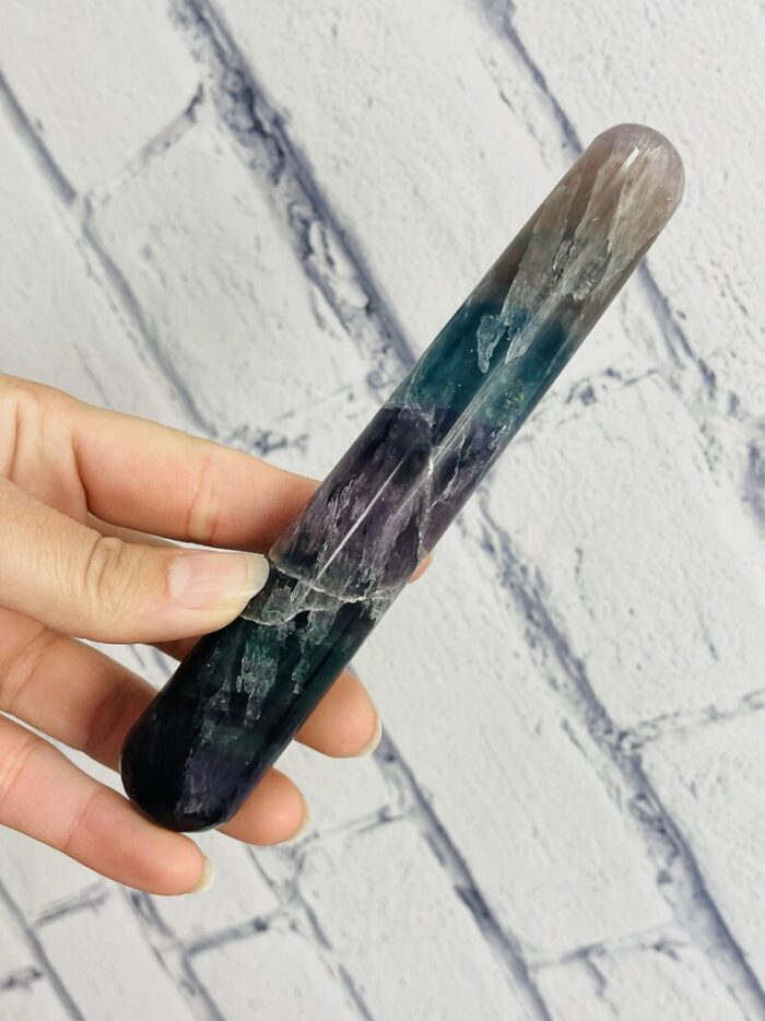 6" Fluorite Massage Wand, Rainbow Fluorite Crystal Healing Wand