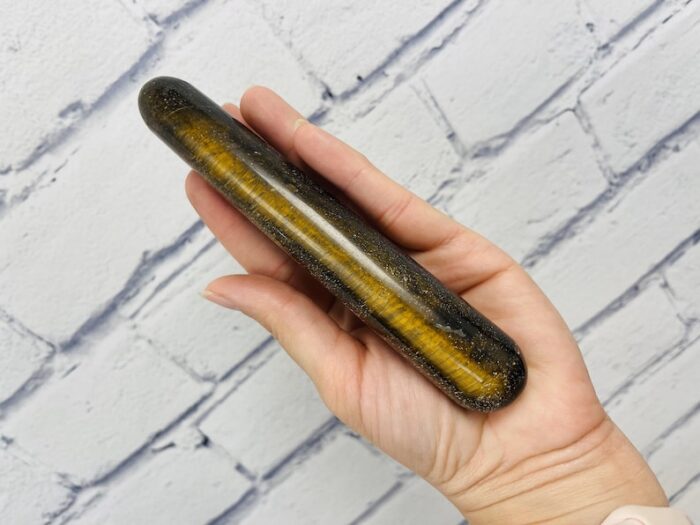 6" Tiger Eye Crystal Massage Wand, Stone of Protection, Metaphysical Healing Tool