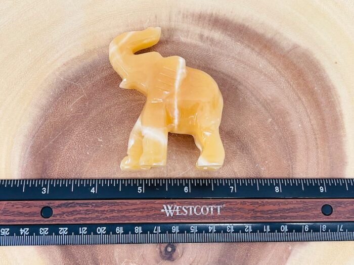 Orange Calcite Elephant Figurine, Yellow Calcite Animal Caving, Sacred Animal 3 inch